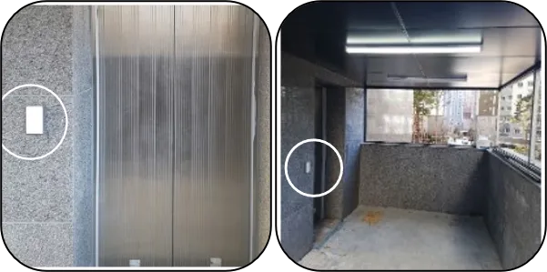 Lighting control in front of the elevators
