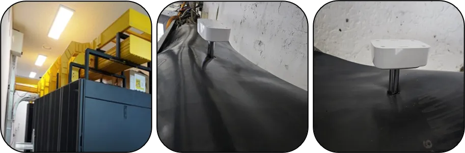 Fire detection sensors installed on cable trays
